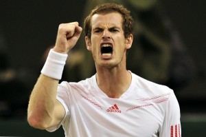Britain's Andy Murray reacts after break